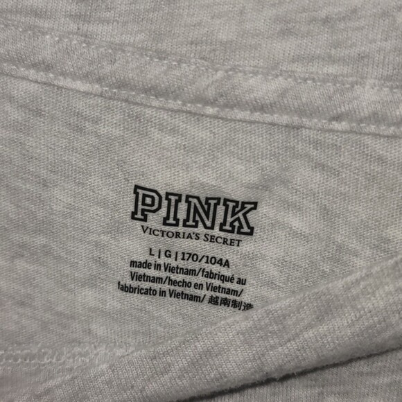 Cropped Gray Long Sleeve Tee PINK Victoria’s Secret Large NWT - Picture 3 of 4